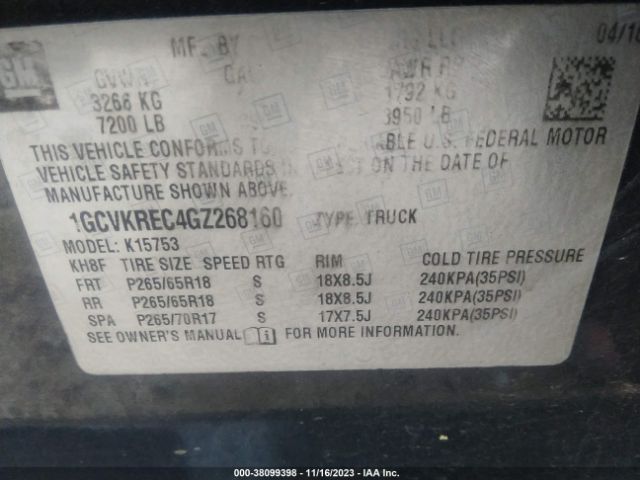 Photo 8 VIN: 1GCVKREC4GZ268160 - CHEVROLET SILVERADO 1500 