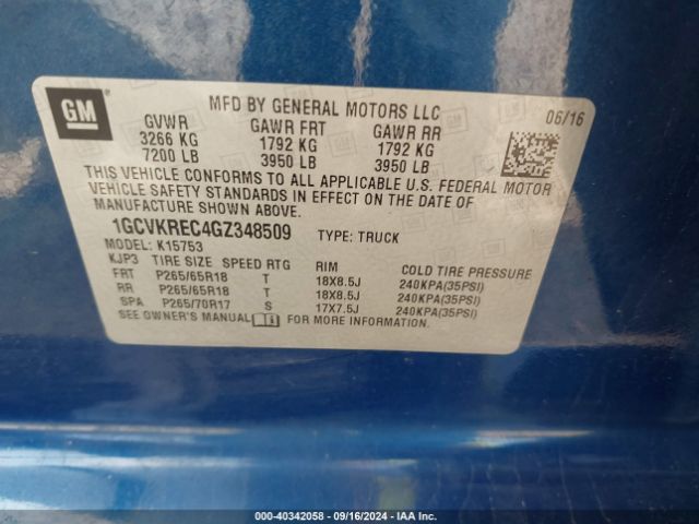 Photo 8 VIN: 1GCVKREC4GZ348509 - CHEVROLET SILVERADO 