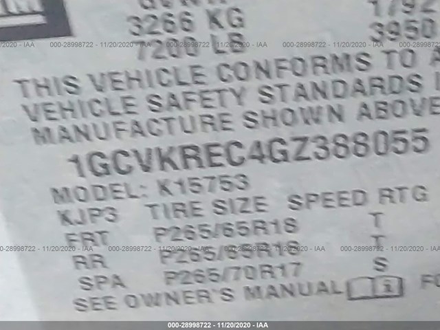 Photo 8 VIN: 1GCVKREC4GZ388055 - CHEVROLET SILVERADO 1500 