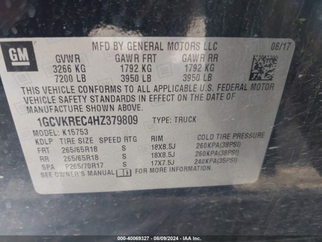 Photo 8 VIN: 1GCVKREC4HZ379809 - CHEVROLET SILVERADO 