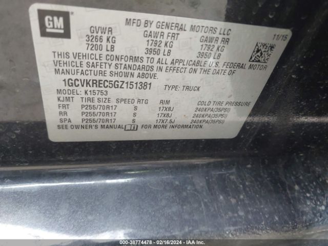 Photo 8 VIN: 1GCVKREC5GZ151381 - CHEVROLET SILVERADO 1500 