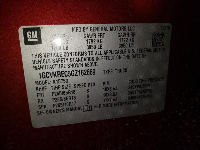 Photo 9 VIN: 1GCVKREC5GZ162669 - CHEVROLET SILVERADO 