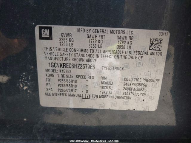 Photo 8 VIN: 1GCVKREC6HZ267965 - CHEVROLET SILVERADO 1500 