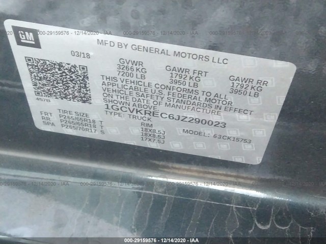 Photo 8 VIN: 1GCVKREC6JZ290023 - CHEVROLET SILVERADO 1500 