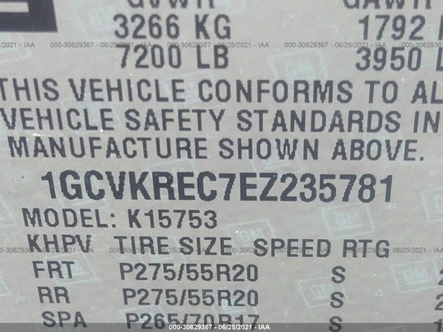 Photo 8 VIN: 1GCVKREC7EZ235781 - CHEVROLET SILVERADO 1500 