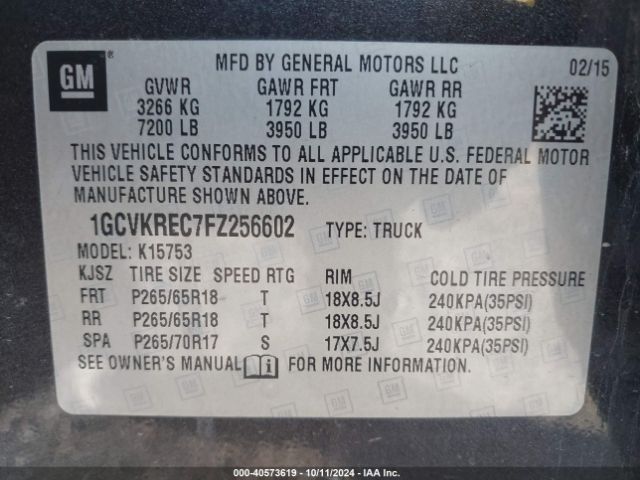 Photo 8 VIN: 1GCVKREC7FZ256602 - CHEVROLET SILVERADO 