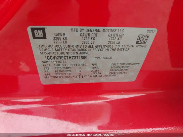 Photo 8 VIN: 1GCVKREC7HZ371509 - CHEVROLET SILVERADO 1500 