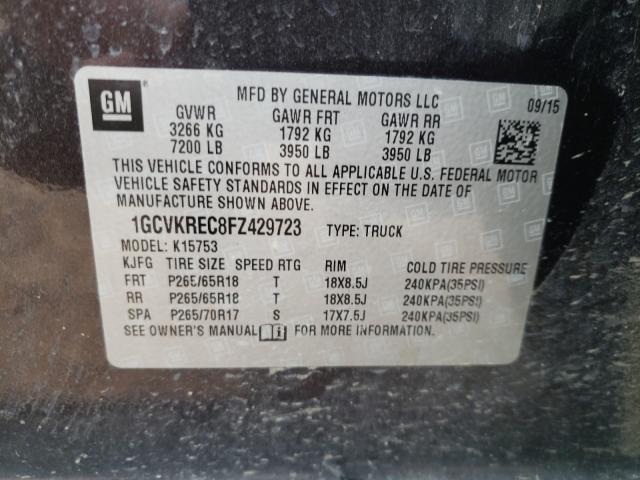 Photo 9 VIN: 1GCVKREC8FZ429723 - CHEVROLET SILVERADO 1500 