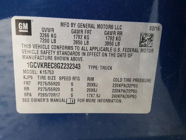 Photo 9 VIN: 1GCVKREC8GZ232343 - CHEVROLET SILVERADO 