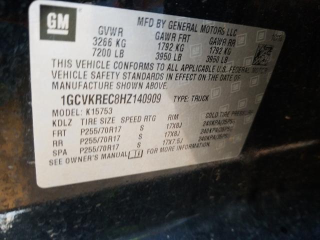 Photo 9 VIN: 1GCVKREC8HZ140909 - CHEVROLET SILVERADO 