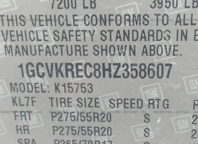 Photo 8 VIN: 1GCVKREC8HZ358607 - CHEVROLET SILVERADO 1500 