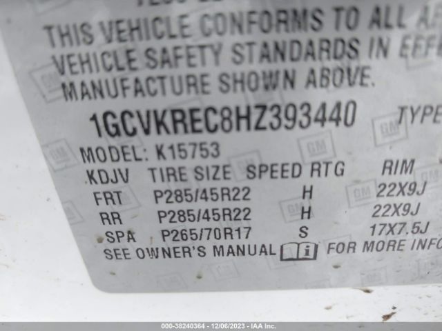 Photo 8 VIN: 1GCVKREC8HZ393440 - CHEVROLET SILVERADO 1500 