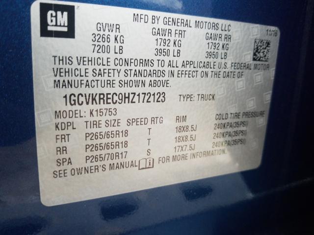 Photo 9 VIN: 1GCVKREC9HZ172123 - CHEVROLET SILVERADO 