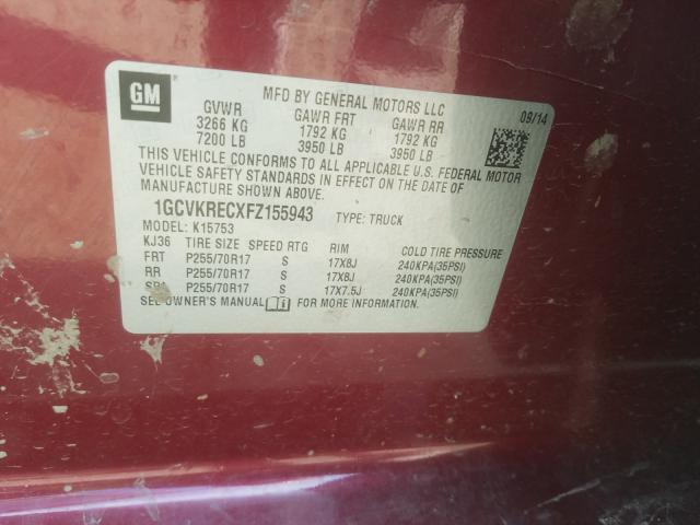 Photo 9 VIN: 1GCVKRECXFZ155943 - CHEVROLET SILVERADO 