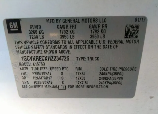 Photo 8 VIN: 1GCVKRECXHZ234726 - CHEVROLET SILVERADO 1500 