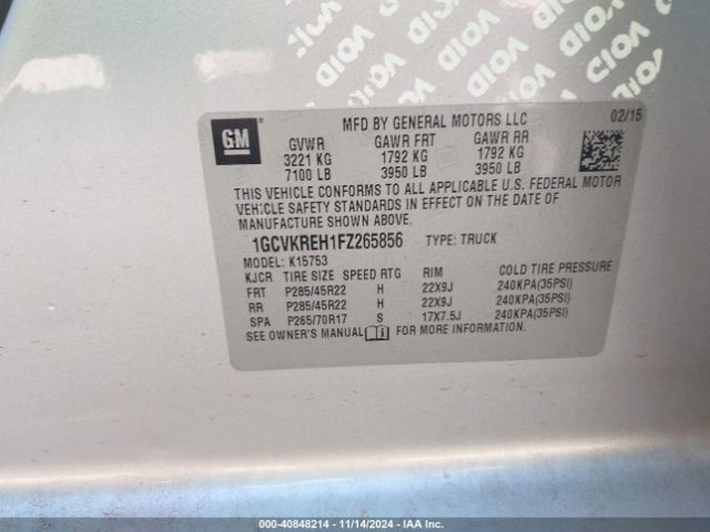 Photo 8 VIN: 1GCVKREH1FZ265856 - CHEVROLET SILVERADO 