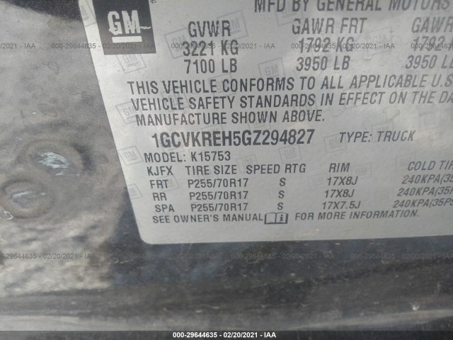 Photo 8 VIN: 1GCVKREH5GZ294827 - CHEVROLET SILVERADO 1500 