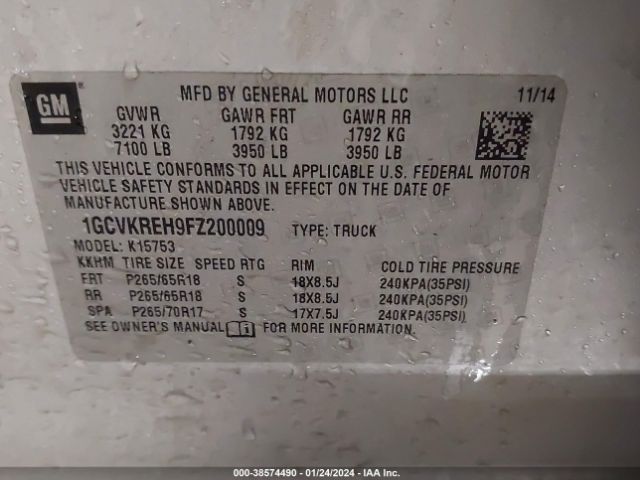 Photo 8 VIN: 1GCVKREH9FZ200009 - CHEVROLET SILVERADO 1500 