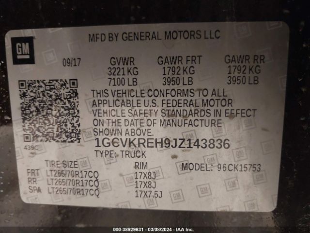 Photo 8 VIN: 1GCVKREH9JZ143836 - CHEVROLET SILVERADO 1500 