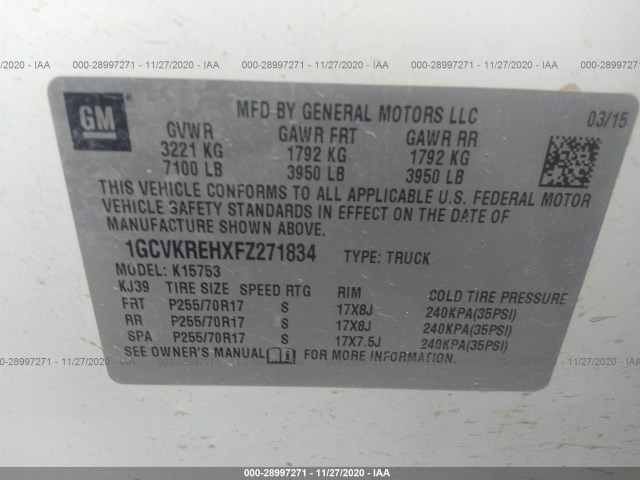 Photo 8 VIN: 1GCVKREHXFZ271834 - CHEVROLET SILVERADO 1500 