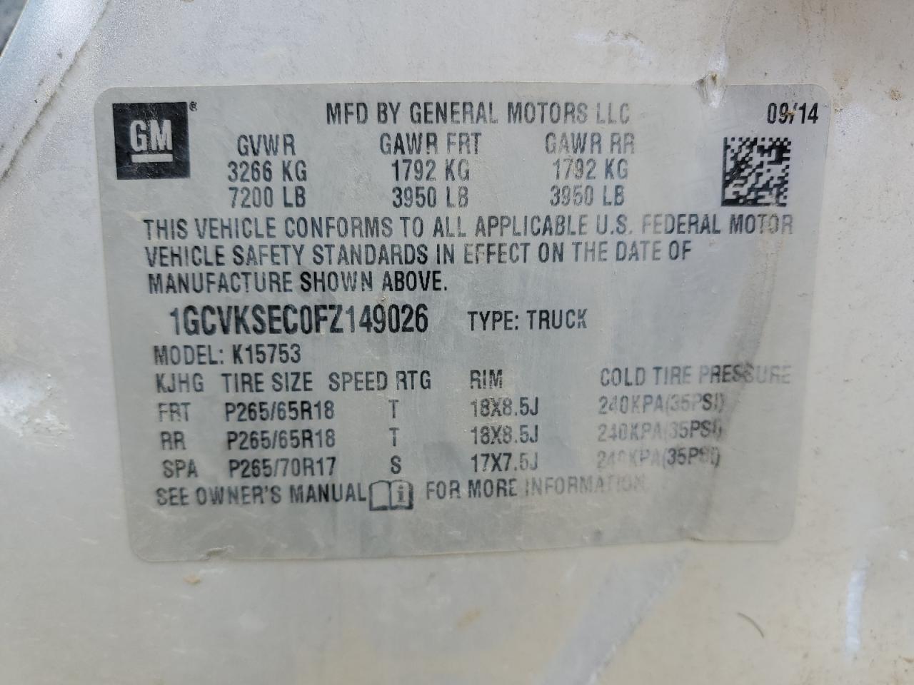 Photo 11 VIN: 1GCVKSEC0FZ149026 - CHEVROLET SILVERADO 