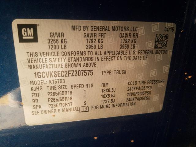 Photo 9 VIN: 1GCVKSEC2FZ307575 - CHEVROLET SILVERADO 