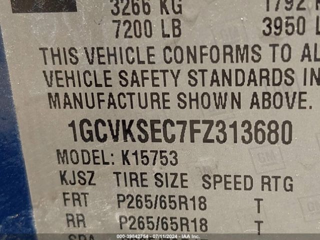 Photo 8 VIN: 1GCVKSEC7FZ313680 - CHEVROLET SILVERADO 