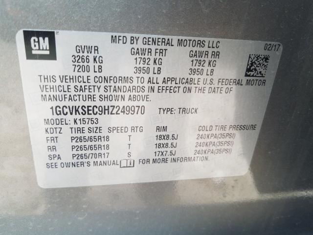 Photo 9 VIN: 1GCVKSEC9HZ249970 - CHEVROLET SILVERADO 