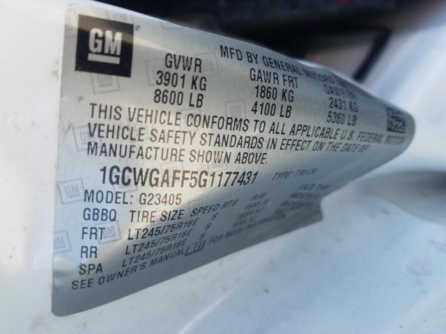 Photo 9 VIN: 1GCWGAFF5G1177431 - CHEVROLET EXPRESS G2 