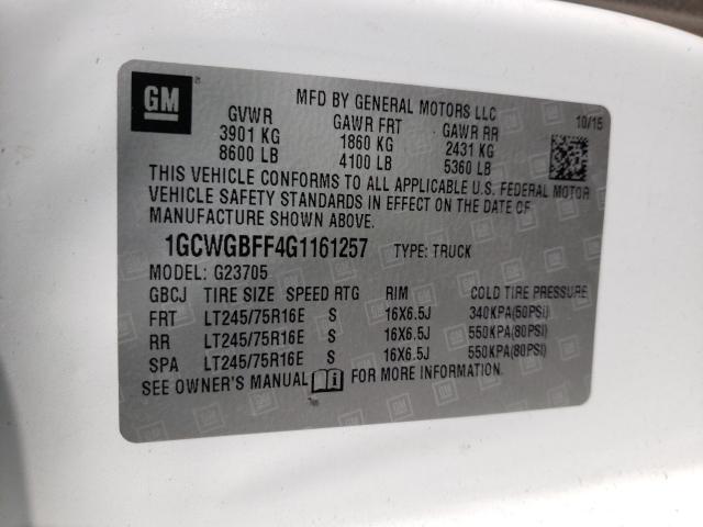 Photo 9 VIN: 1GCWGBFF4G1161257 - CHEVROLET EXPRESS G2 