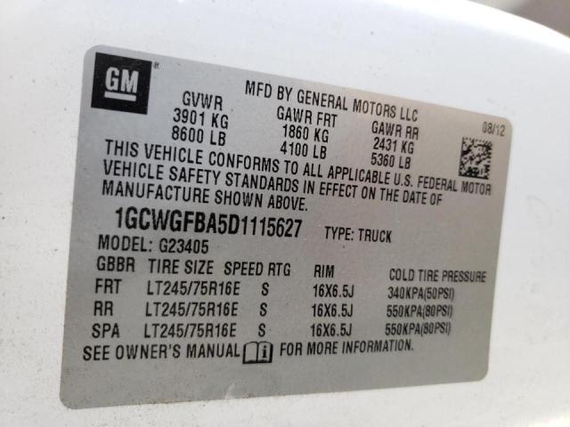 Photo 9 VIN: 1GCWGFBA5D1115627 - CHEVROLET EXPRESS G2 