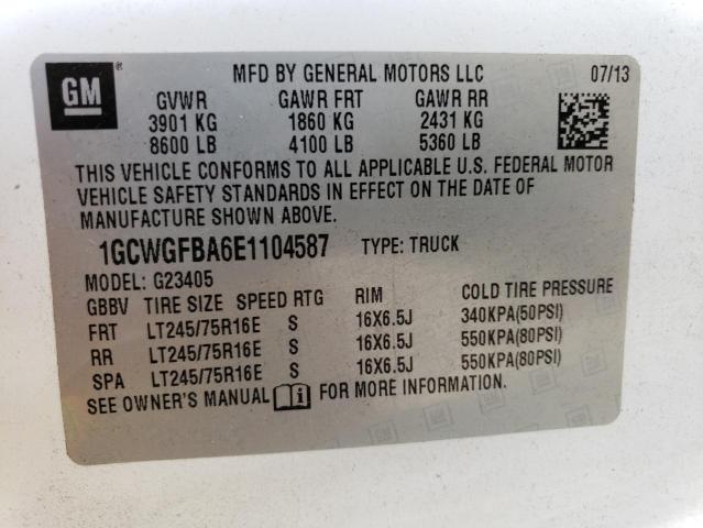 Photo 12 VIN: 1GCWGFBA6E1104587 - CHEVROLET EXPRESS 