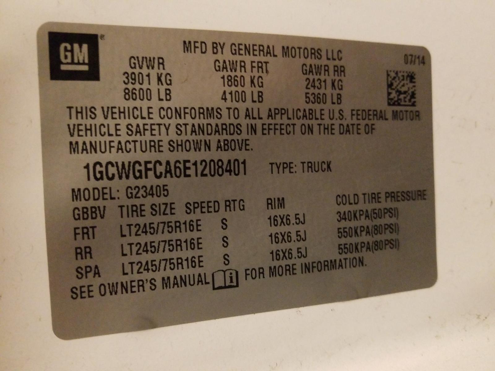 Photo 9 VIN: 1GCWGFCA6E1208401 - CHEVROLET EXPRESS G2 