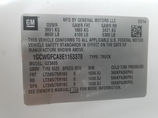 Photo 9 VIN: 1GCWGFCA8E1163378 - CHEVROLET EXPRESS G2 