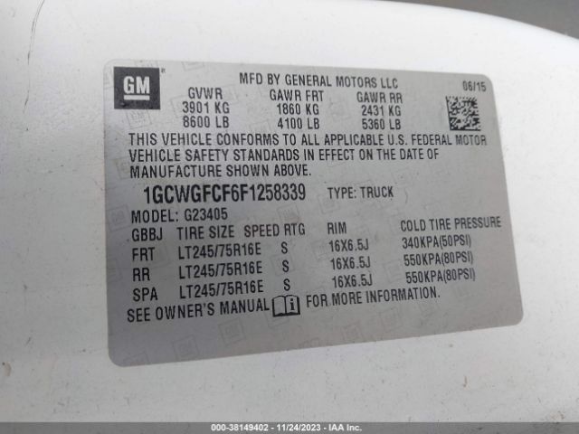 Photo 8 VIN: 1GCWGFCF6F1258339 - CHEVROLET EXPRESS 2500 