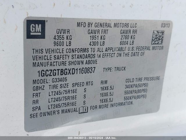 Photo 8 VIN: 1GCZGTBGXD1160837 - CHEVROLET EXPRESS 3500 