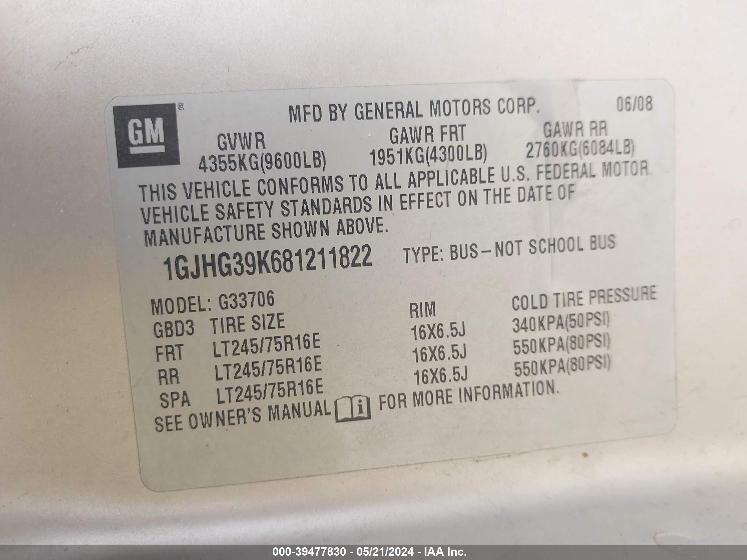 Photo 8 VIN: 1GJHG39K681211822 - GMC SAVANA 