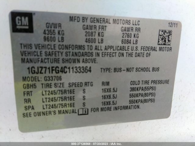 Photo 8 VIN: 1GJZ71FG4C1133364 - GMC SAVANA 3500 