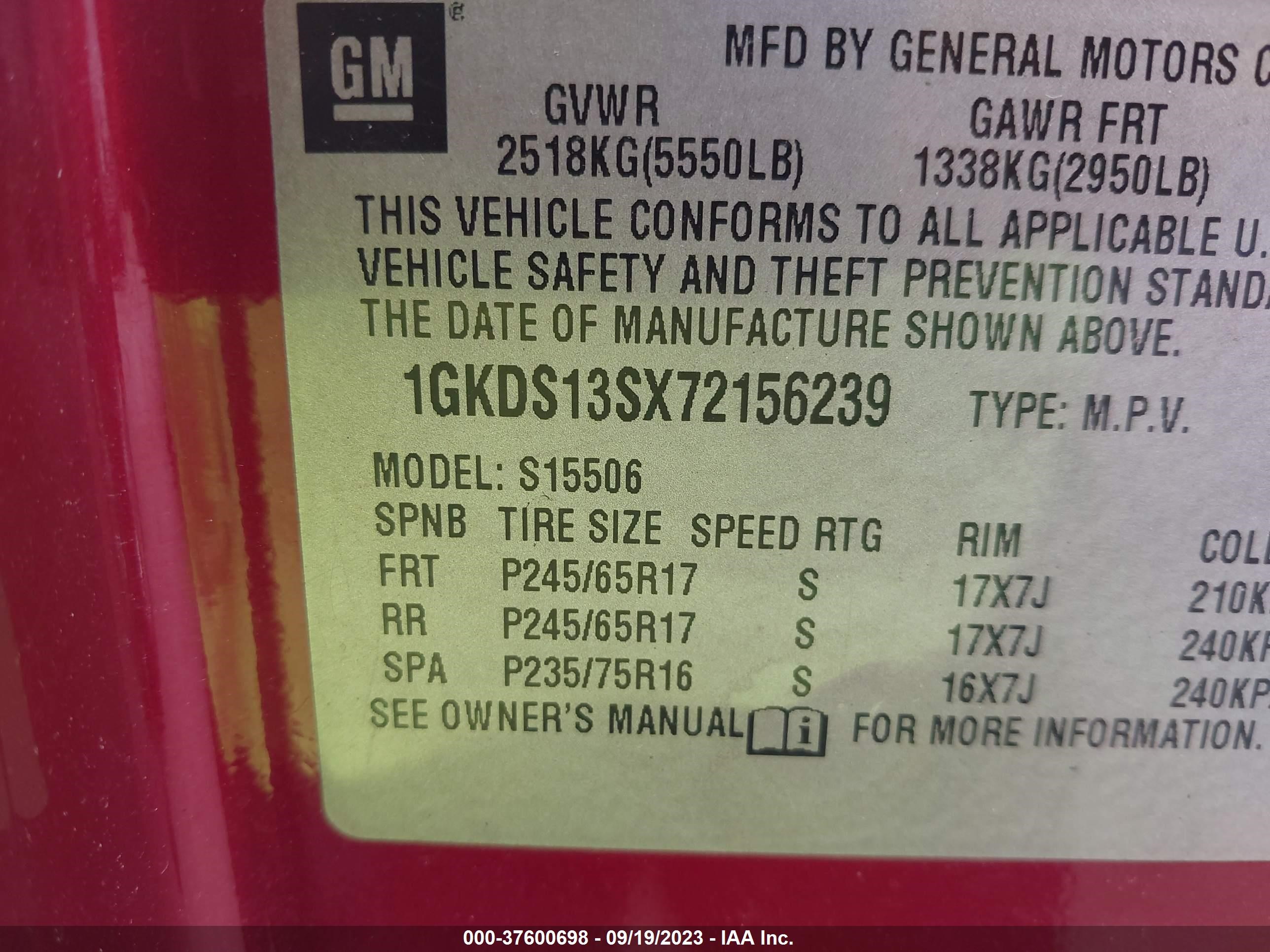 Photo 8 VIN: 1GKDS13SX72156239 - GMC ENVOY 