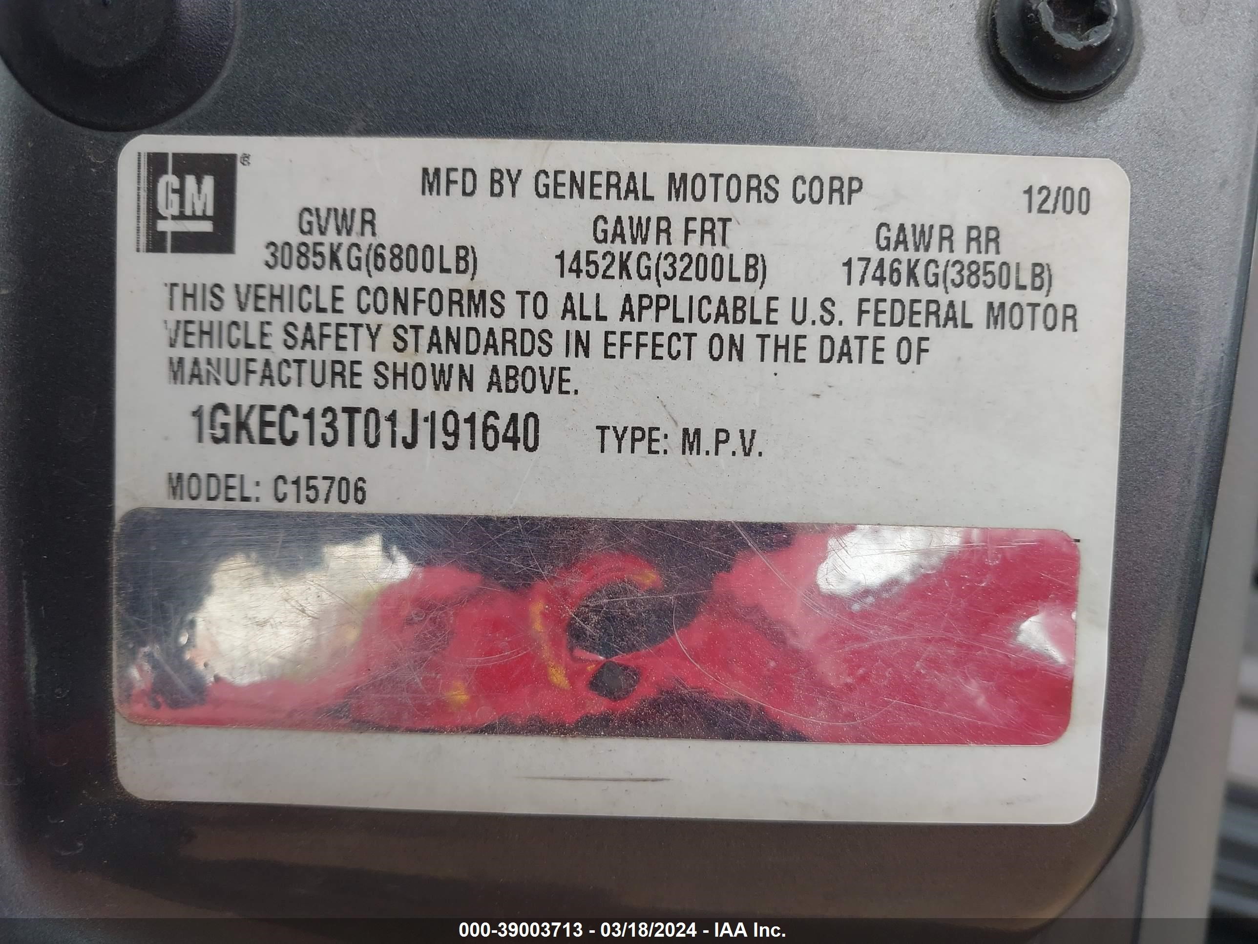 Photo 8 VIN: 1GKEC13T01J191640 - GMC YUKON 