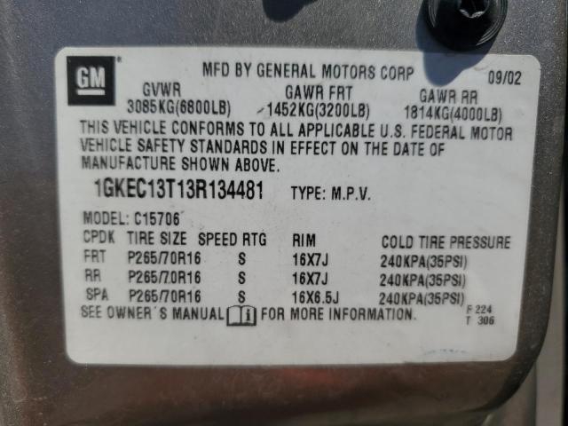 Photo 12 VIN: 1GKEC13T13R134481 - GMC YUKON 