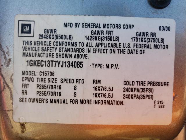 Photo 12 VIN: 1GKEC13T7YJ134085 - GMC YUKON 