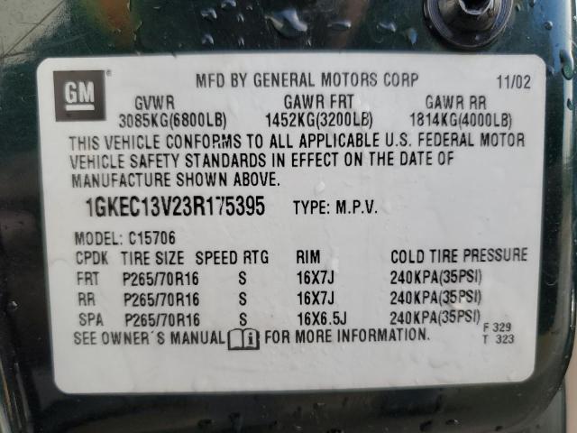 Photo 12 VIN: 1GKEC13V23R175395 - GMC YUKON 