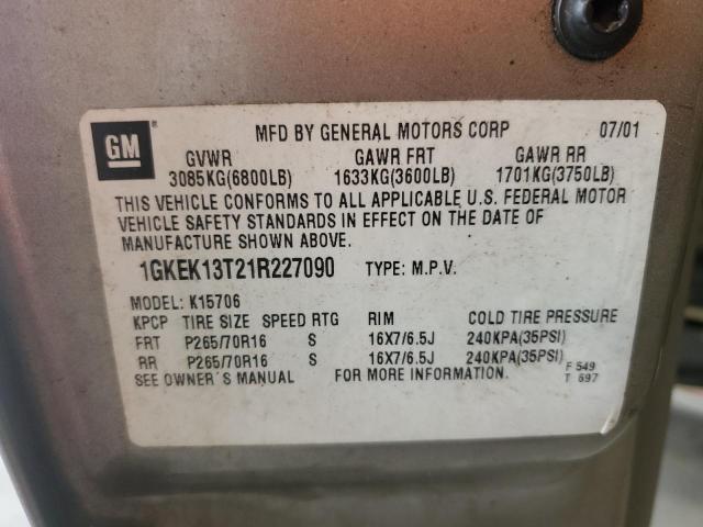 Photo 12 VIN: 1GKEK13T21R227090 - GMC YUKON 