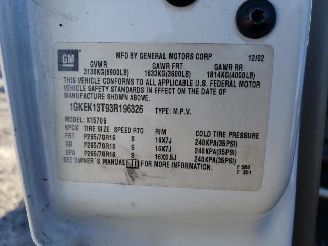 Photo 11 VIN: 1GKEK13T93R196326 - GMC YUKON 