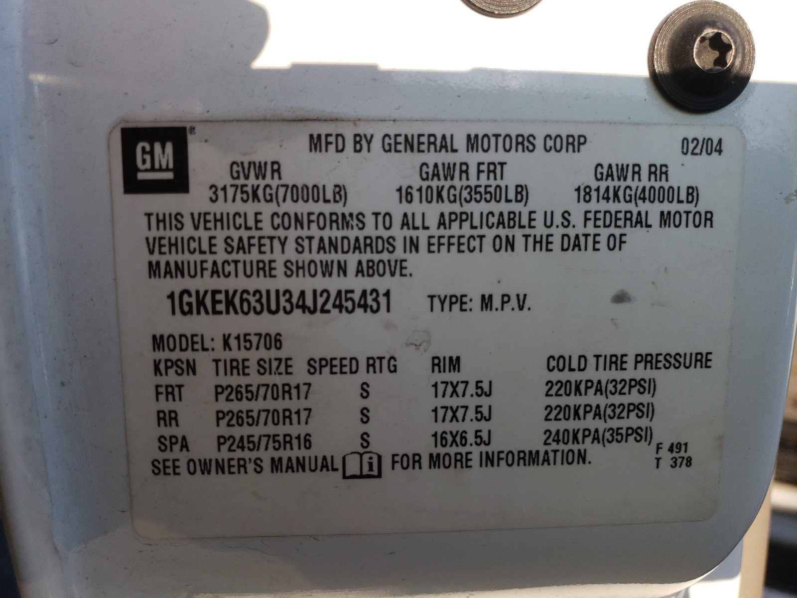 Photo 9 VIN: 1GKEK63U34J245431 - GMC YUKON DENA 