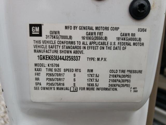 Photo 12 VIN: 1GKEK63U44J259337 - GMC YUKON 