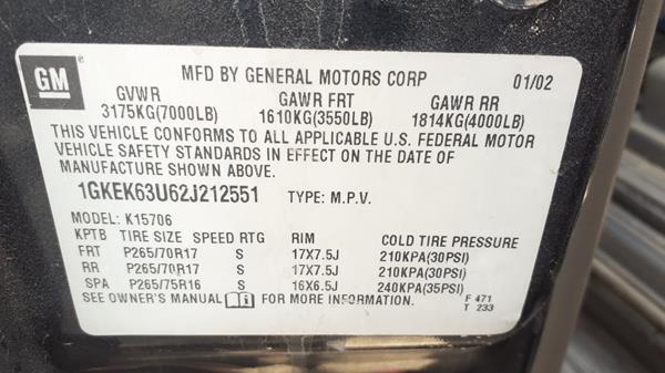 Photo 1 VIN: 1GKEK63U62J212551 - GMC YUKON 