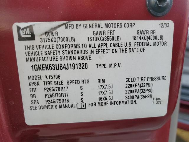 Photo 12 VIN: 1GKEK63U84J191320 - GMC YUKON DENA 