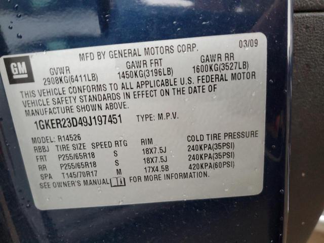 Photo 12 VIN: 1GKER23D49J197451 - GMC ACADIA 